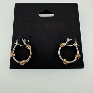 Steve Madden Two-Tone Gold and Silver Earrings with Nautical Rope knot accents